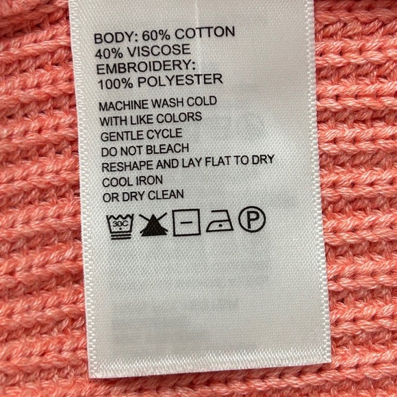 Tommy Bahama Womens Coral Pink Ribbed Breezy Palm Tree Sweater Small Coastal - Picture 4 of 8